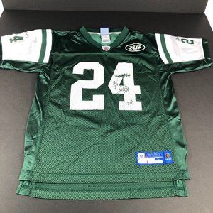 Ty Law Jersey Youth Large Green White #24 New York Jets NFL On Field Reebok